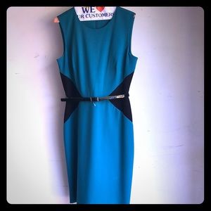 Calvin Klein teal/black sleeveless dress